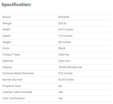[TOP RATED - FLASH SALE] ROVSUN 3-Burner 225000 BTU Outdoor Camping Propane Stove