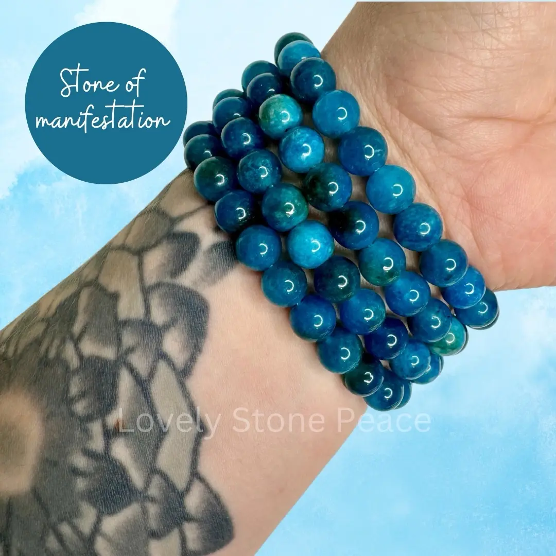Blue Apatite Manifestation Crystal Bracelet natural