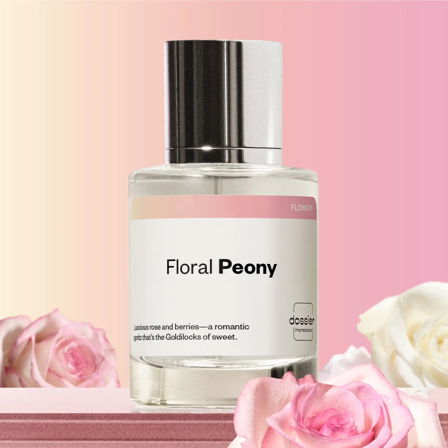 Floral Peony, Dossier, Women Perfume, Eau de Parfum, 50ml, Peony, Lychee, Lily, Rose, Magnolia, Musk, Cedarwood, Honey