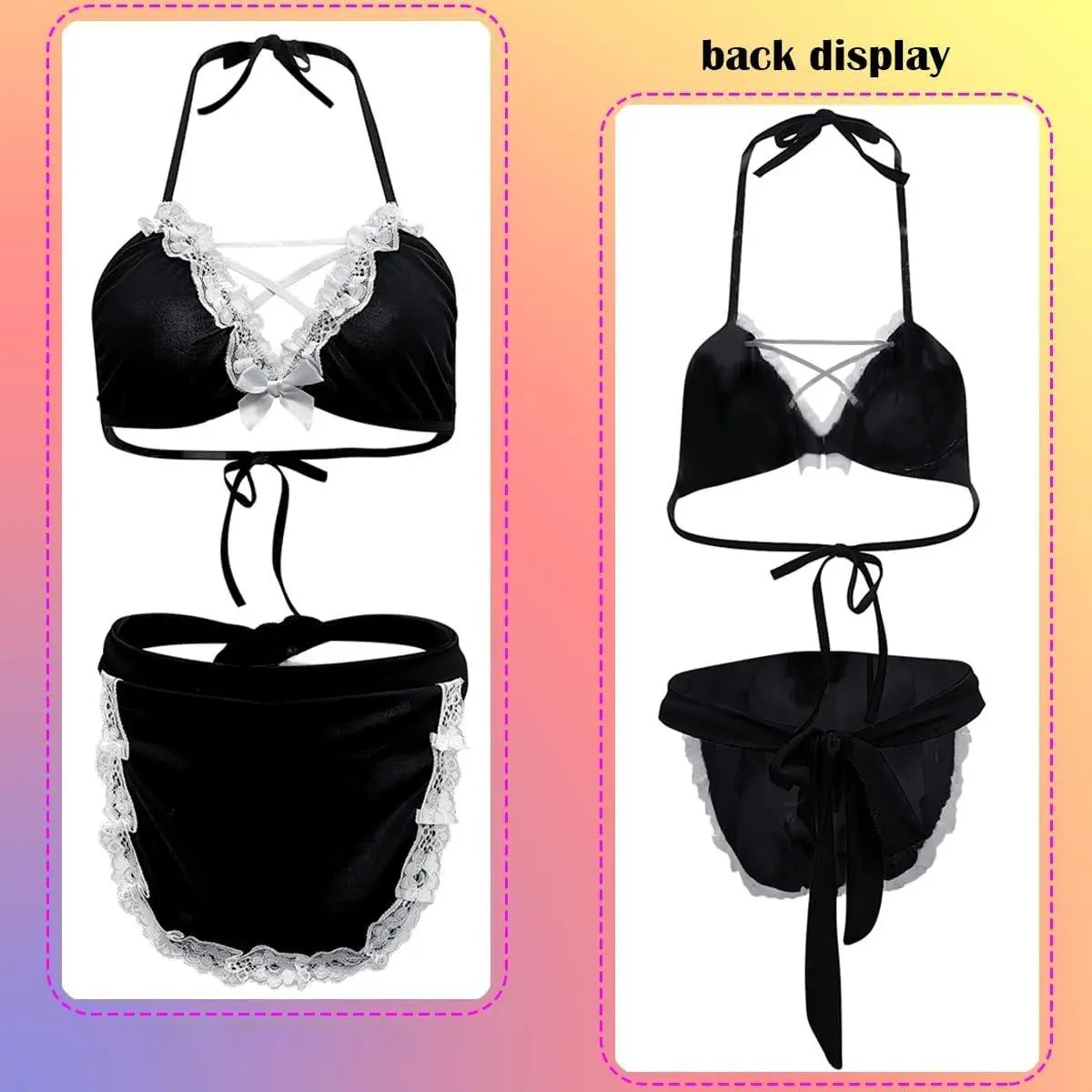 Sexy Maid Lingerie for Women Naughty Cosplay Costume French Maid themed  Anime Outfit Sets with Lace Apron - TikTok Shop