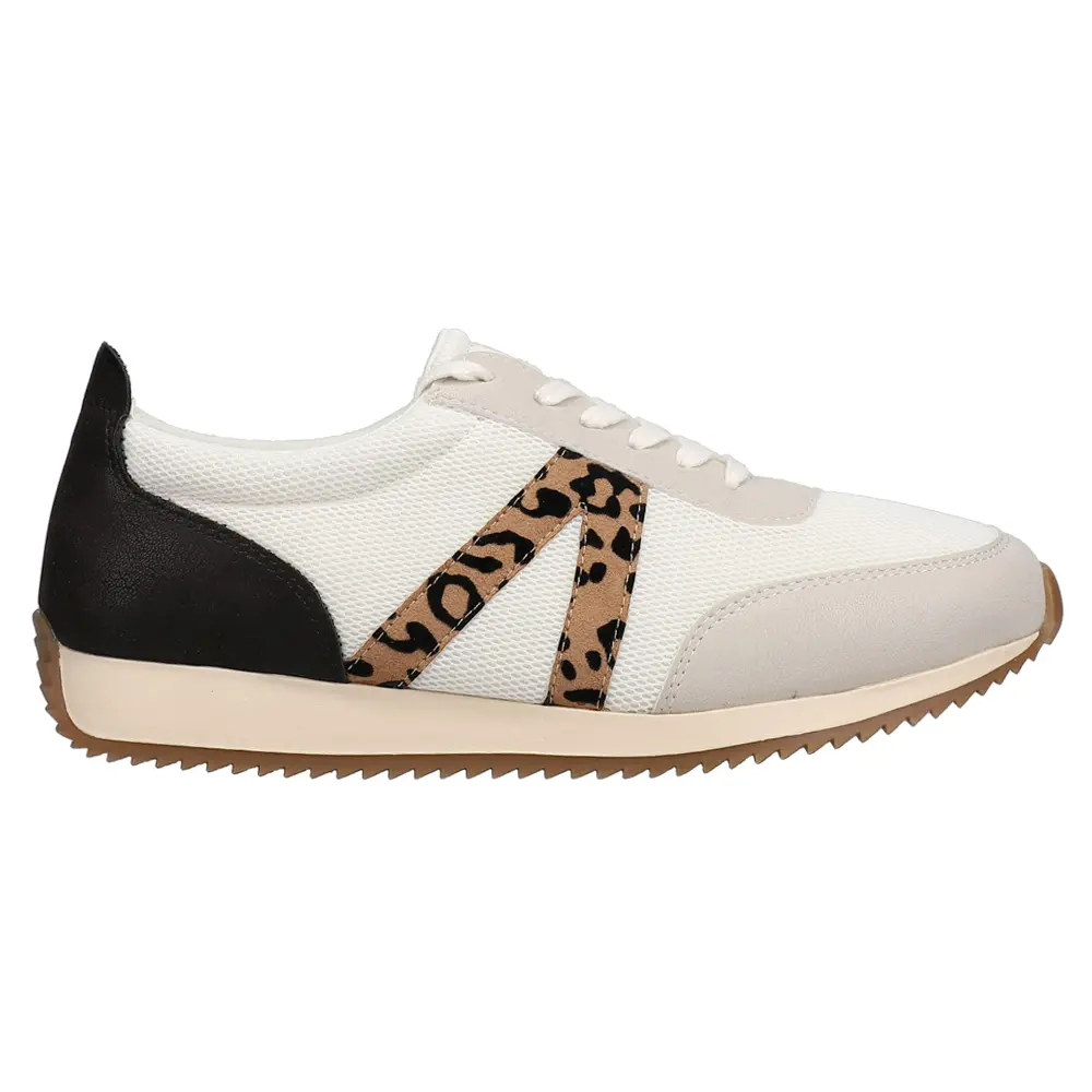 MIA Womens Kable Leopard Print Lace Up Sneakers Shoes Casual - Off White
