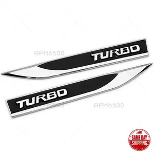 Universal Turbo Sport Car Side Door Fender Black Marker Badge Emblem Decorate