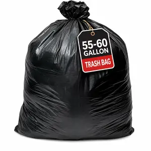 55-60 Gallon Trash Bags Heavy Duty – 50 Count Large Black Garbage Bags for Home, Office, Outdoor & Commercial Use