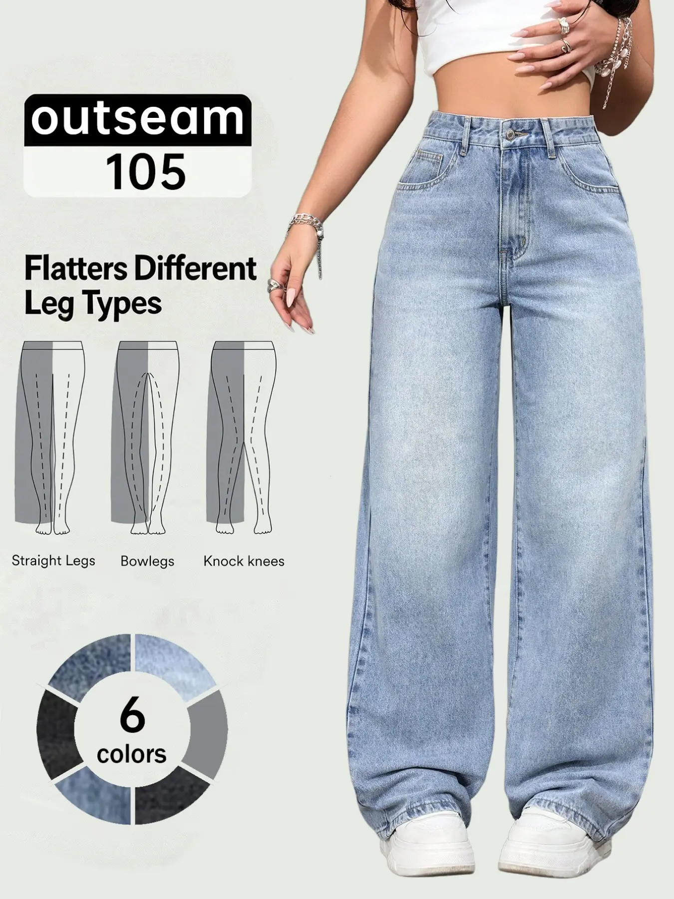 New Women's High Waist Oversized Straight Leg Jeans, Multi-Color Fashion Classic Vintage Basic Denim, Breathable Comfort Baggy Loose Fit Relaxed Jeans Spring Must-Have Pants Bottom