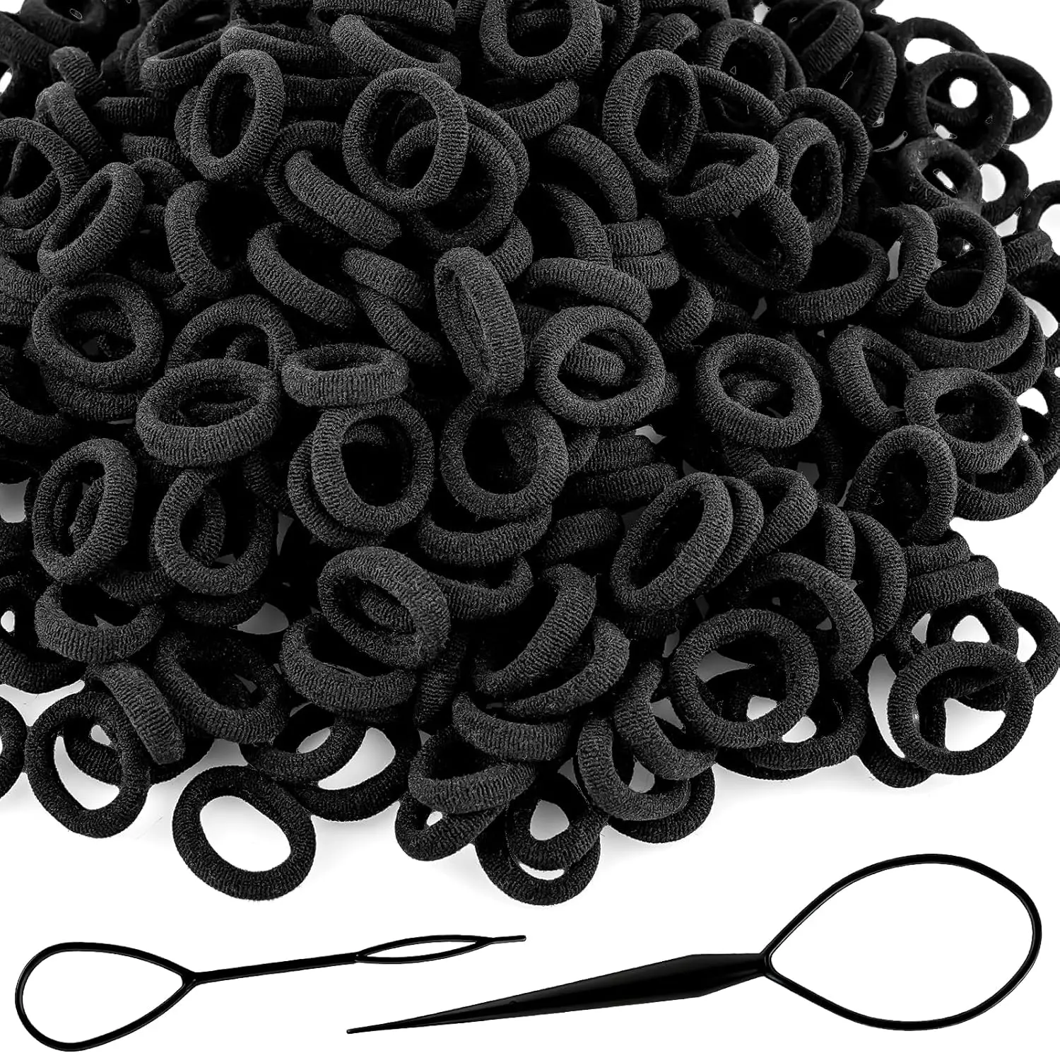 420 count  Hair Ties, Small No  Elastic Hair Bands for , Little Girls and , Soft Ponytail Holders,  Hair Accessories(Black)
