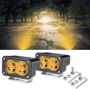 Yellow LED Pods, 2PCS 40W 3 Inch Ditch Lights Off Road Light Driving Beam Super Bright Fog Yellow Chase Light Driving LED Cubes for Truck Surron Motorcycle UTV ATV Dirt Bike Tractor