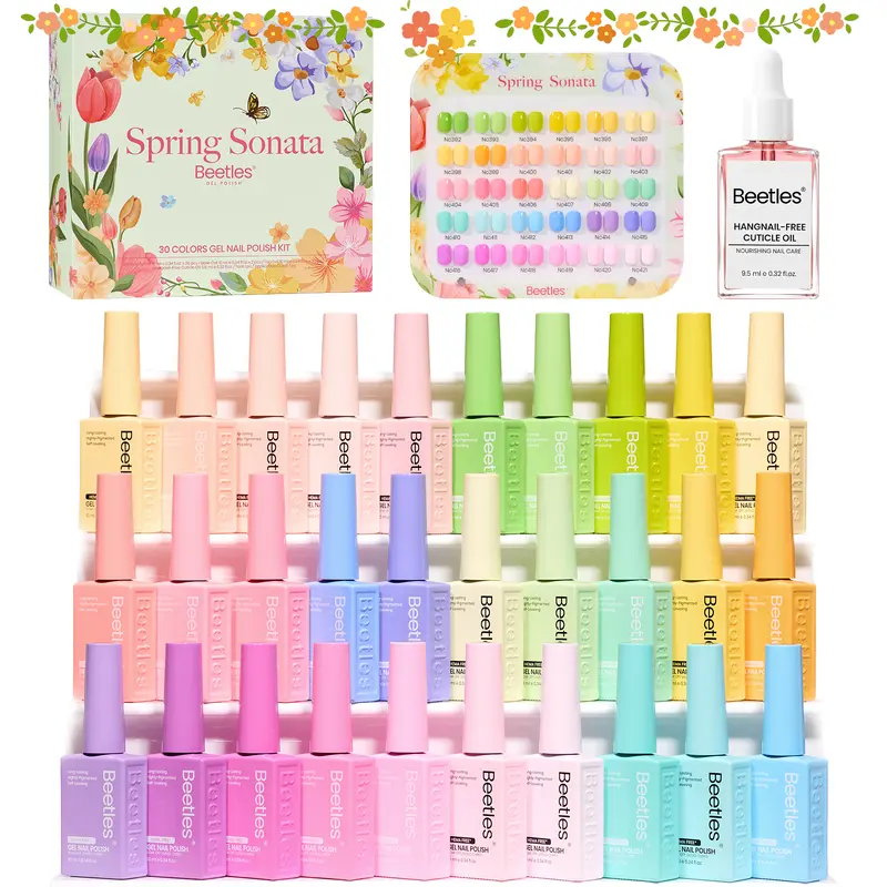 Beetles Spring Manicure HEMA-Free Gel Polish Set, DIY Nails Art Gift for girl Gift for woman gel x nails  salon nails at home Cutics Easter Nail Designs mothersdaygift Spring Nail Taste of Spring Summer Nail Vacation Nail #backtoschool