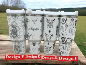 Sunflower 40oz Tumbler, Western Cow Travel Mug, Highland Cow 40oz Cup, Personalized White Water Bottle, Custom 40oz Tumbler Gift