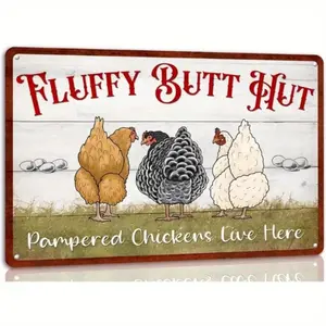 Chicken Pattern Metal Sign, Farmhouse Style Wall Decor, Wall Art for Home Living Room Bedroom Farmhouse Coffee Shop Bar Gym, Signage