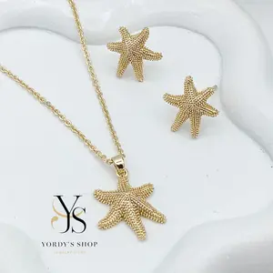 Yordy Chain set with starfish earrings. 14k gold plated, high quality