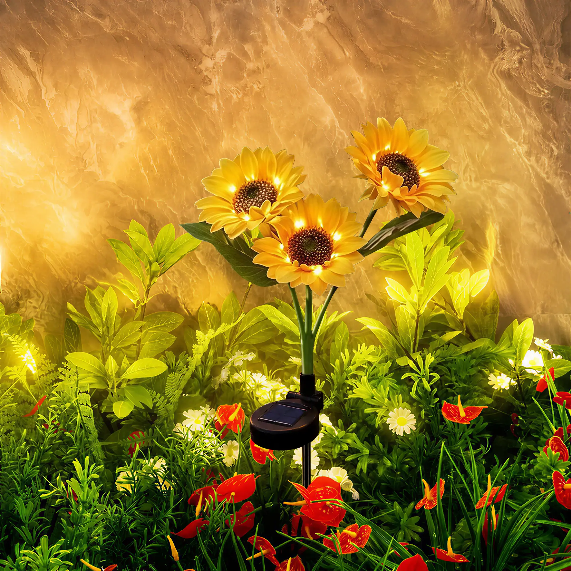 Solar Sunflower Garden Stake LED Lights, 2/4/6-Pack, 14cm Large Flower Heads, 68cm Tall, IP65 Water Resistant, Auto On/Off, for Outdoor Decor, Landscaping Decor homedecor