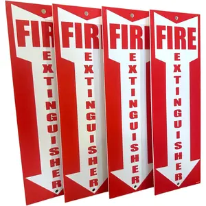 4 Pack 80mil Thick Plastic Fire Extinguisher Signs for Business Office or Warehouse