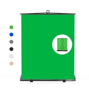 RAUBAY 5′x 6.9′ Collapsible Green Screen (Blue/White/Grey/Black/Beige) Backdrop Portable Retractable Chroma Key Panel Photo Background with Stand for Video Conference, Photographic Studio, Streaming