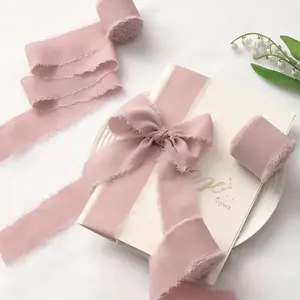 Handmade Tassel Ribbon, 1 Count Brushed Handmade Streamer, Gift Wrapping Ribbon for Wedding Decoration, Bridal Bouquet Party Decoration and Bow Making, Decorative Ribbon