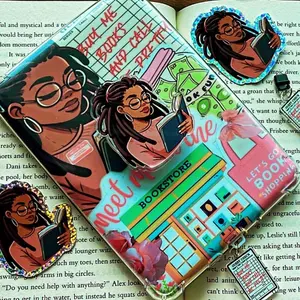 Black Girl Magic Reading Book Phone Grip Set Aesthetic Melanin Scholar Acrylic Stand Holder Gift For Bookworms And Literature Lovers Teacher Appreciation