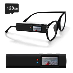 Mini FPV Glasses Camera, Sports Action Camera, WiFi APP Control Action Camera with Wide Angle Lens, Includes 128GB Memory Card, Ideal for Hiking Cycling Outdoor Adventures Pet Recording