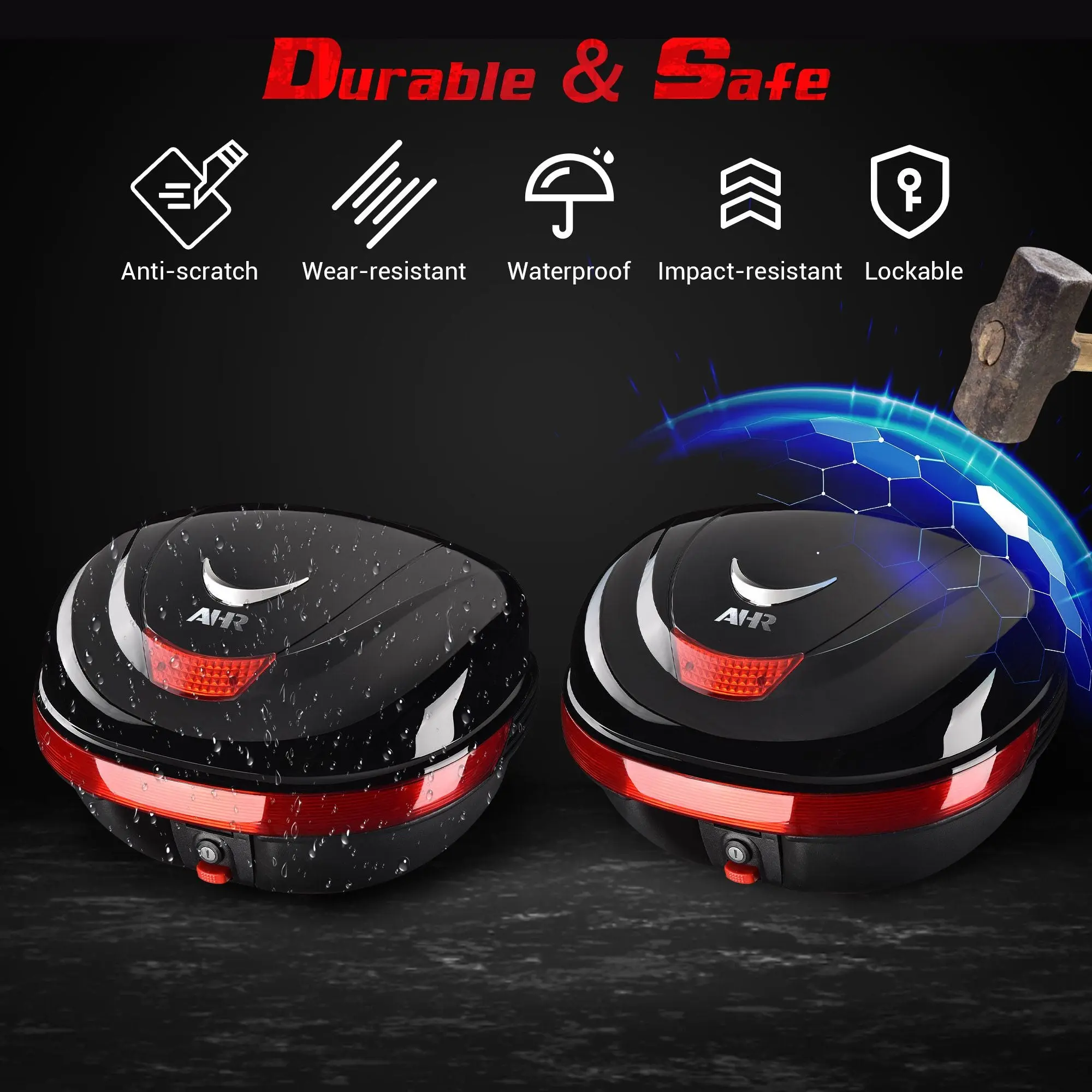 35L Durable Automotive & Motorcycle Storage Tail Box for Accessories