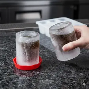 Silicone Ice Ball Maker Reusable Leakproof Whiskey Ice Cube Tray with Lids, Fast Release Dishwasher Safe Easy Clean, Space Saving Kitchen Organizer for Cocktail Party Cold Drinks Home Bartending