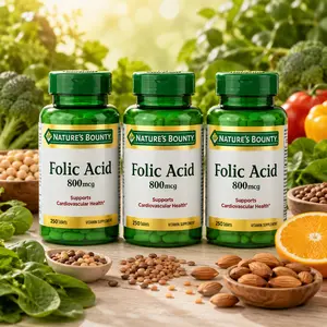 Folic Acid 800mcg Tablets, Cardiovascular & Daily Wellness Support, Essential Vitamin Supplement, 250 Tablets