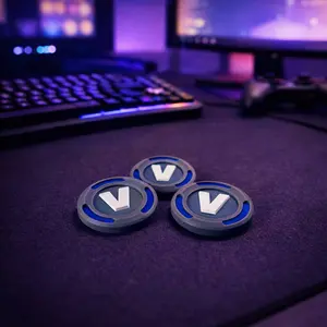 Set of 3 Fort VBuck Token Gaming Prop Trio – 3-Piece Display Set