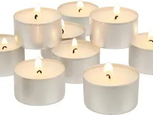 200 Count White Unscented Smokeless Long Burning Clear Cup Tea Light Candles with 8 Hour Burn Time