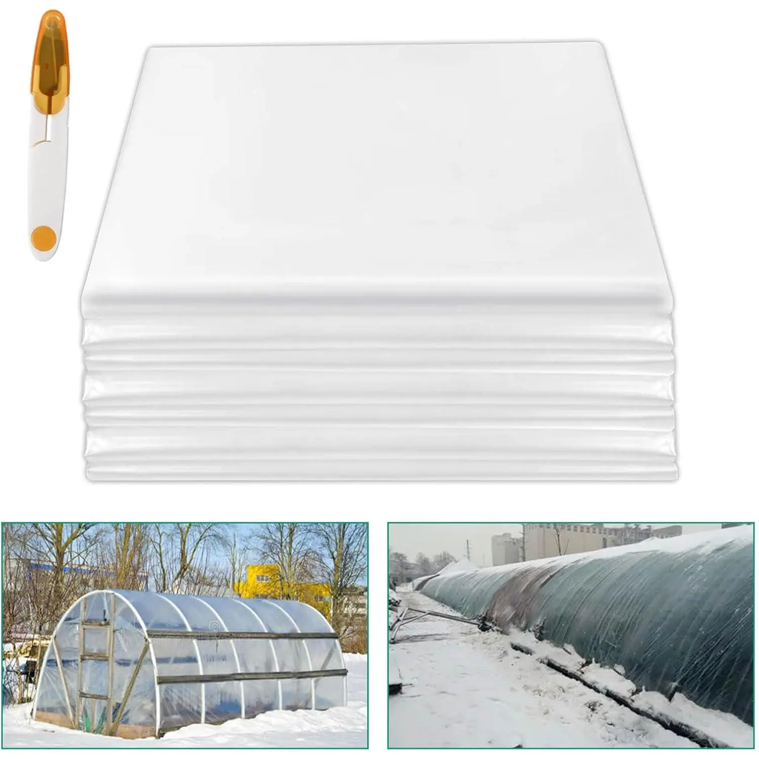 10x26ft Clear Greenhouse Film 6 Mil Heavy Duty Covering Anti-Drip Anti-Aging 90% Light Transmission Tear-Resistant for DIY Gardening Agriculture and Outdoor Use
