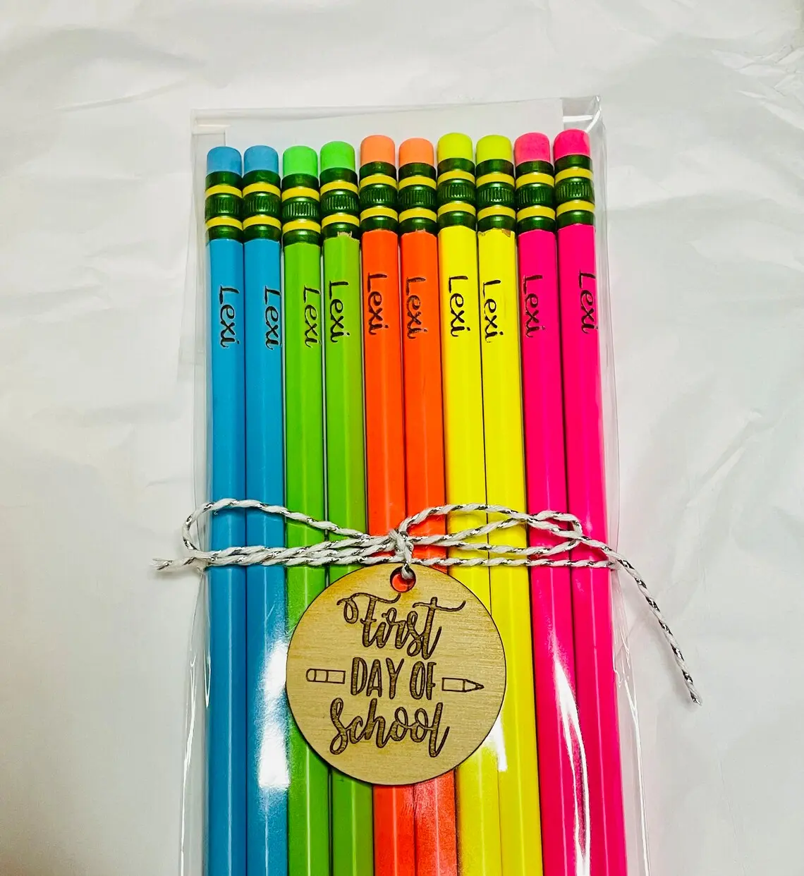 Engraved Student Name Pencils - Neon- 10ct pack - School Supplies