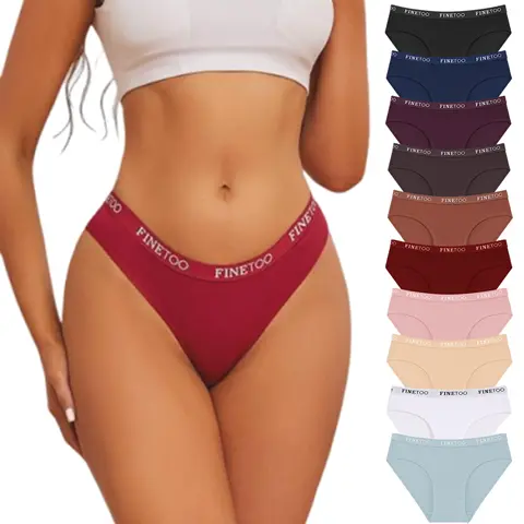 FINETOO Women's 10PCS Basic Cotton Hipster Panties - Elastic Underwear, Full Coverage, Stretch Design, Comfortable Bridal Briefs, High Elastic Waist, Hugs Hips, S-XL Cotton Underwear Women
