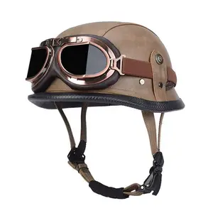 2-in-1 | Retro Half Helmet + Goggles Set | ABS Shell Vintage Motorcycle Helmet for Cruiser & Chopper Riders | Breathable Lining, All-Season Comfort cycling equipment Weekend Road Trips Outdoor Street Riding