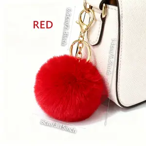 Soft Artificial Rabbit Fur Keychain, Plush Ball Key Ring, Cute Fluffy Bag Charm for Women Girls, Puffy Accessory Car Purse Decoration, Keychain for Bags, Stylish Keyring
