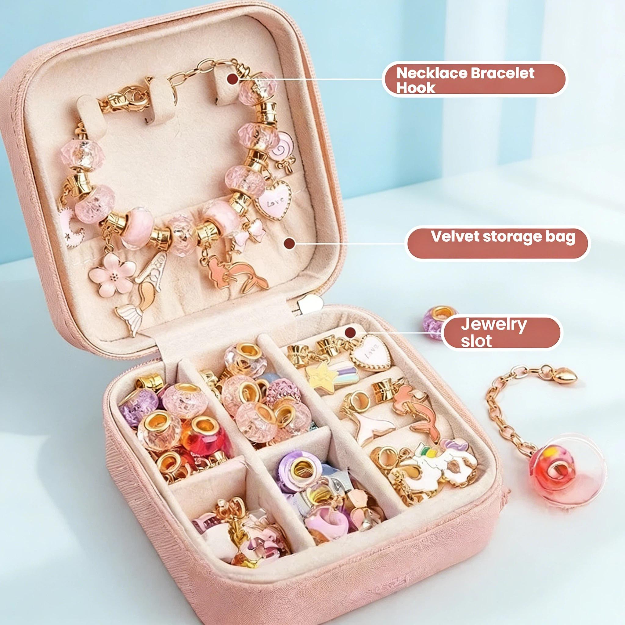 Beaded Jewelry Craft Kit with Soothing Color Scheme, Creative Bracelet & Necklace Making Set, Perfect Gift for Girls, Fun Handmade Activity