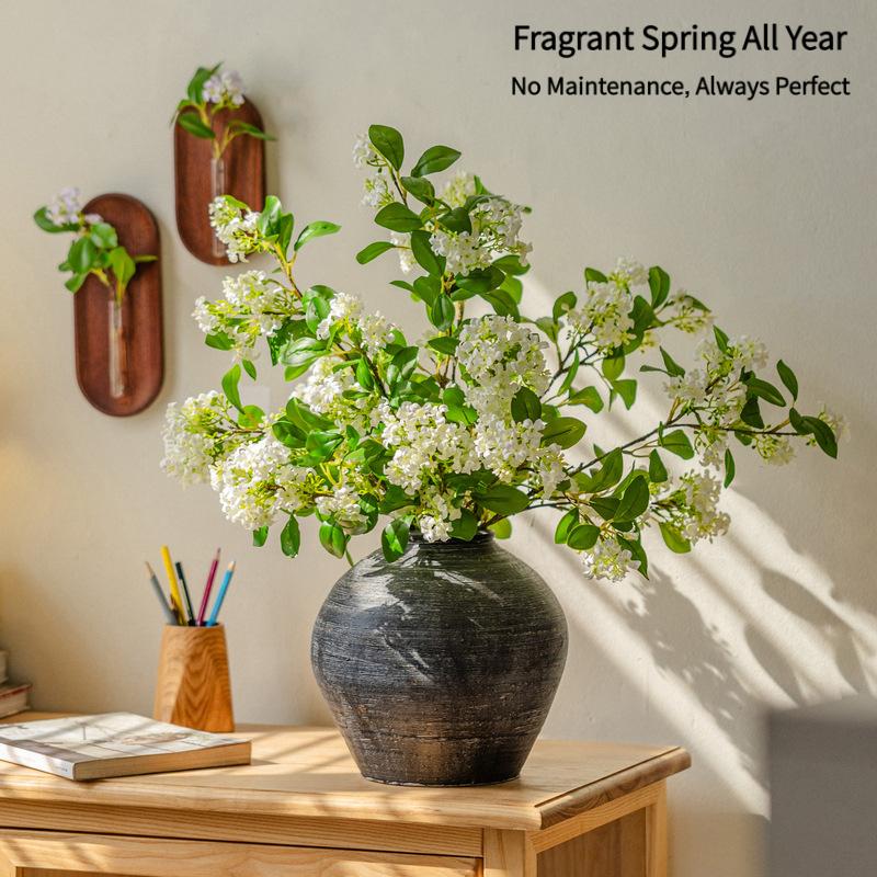 Fragrant Lilac Artificial Flower Bouquet  Effortless Home Upgrade: Lifelike Lilac Floral Arrangement - Ready-to-Use Decor for Living Room & Dining Table. High-Quality Faux Flowers, Never Wilt. Decorative Eternal