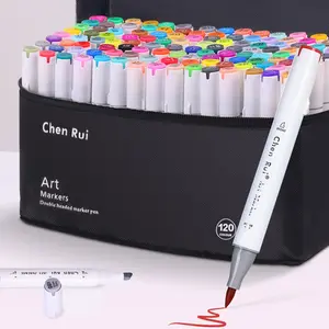 Alcohol Based Brush Markers, Art Markers Pen, 80/120pcs/set Double Tipped Art Marker Set, Refillable Dual Tips Marker Set for Artists Adults Coloring Sketch