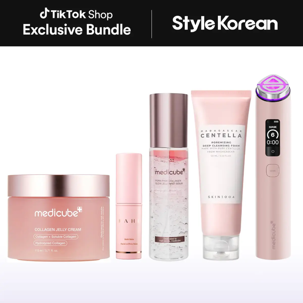 [StyleKorean] Age-Defying Glow Set | Anti-Aging Routine for Firm, Bouncy Skin | KAHI Multi Balm, Medicube Collagen Jelly Cream, PDRN Mist Serum, Age R Booster Pro & SKIN1004 Cleansing Foam | Supports Wrinkle Care, Elasticity & Lasting Radiance