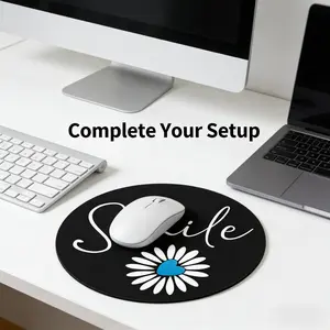 Fashionable Small Daisy Round Mouse Pad, Non-Slip Rubber Base, Gaming & Office Use, 7.87 Inch, Gift for Girls & Women