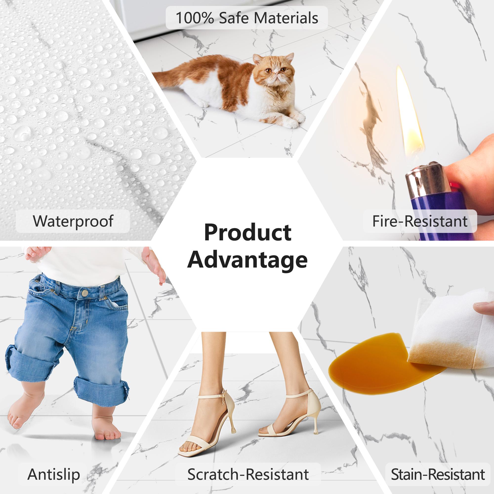 Art3d 12-Pack 24"x12"  Click-Lock Vinyl Plank Flooring Marble Texture Waterproof Floor Tiles for Home & Office, Covers 24 Sq.Ft