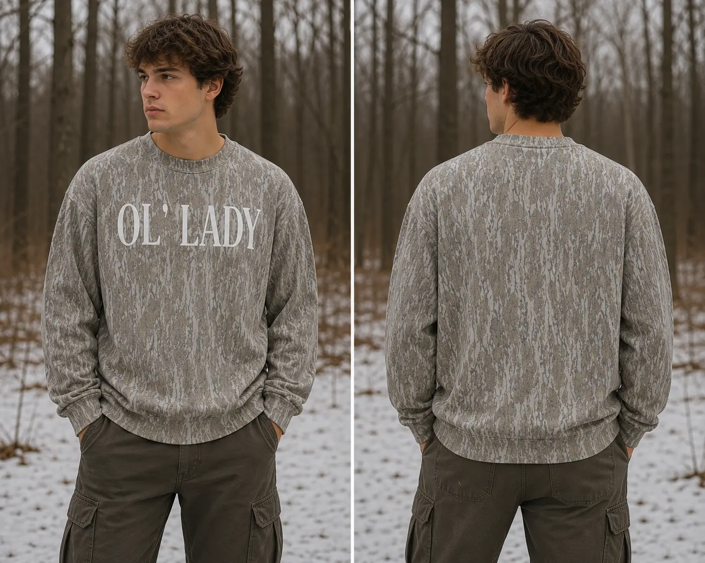 Bottomland OL' LADY Camo Sweatshirt Print 3D For Men And Women, Style Sweatshirt For Unisex 3D