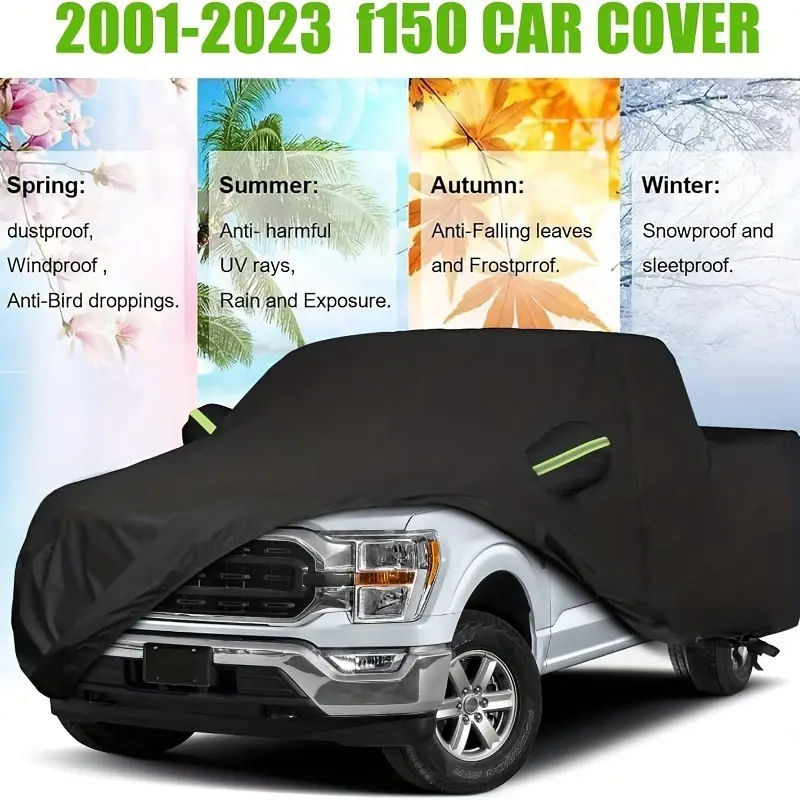 Ultimate Weather Protection Heavy-Duty Waterproof Truck Cover with UV Protection All-Weather Fits Pickups SUVs Vans 209-232" Length Indoor Outdoor Adjustable Straps Reinforced Durable Outdoor Protection for Ford F150 2001-2023 Sleeptight Full Coverage