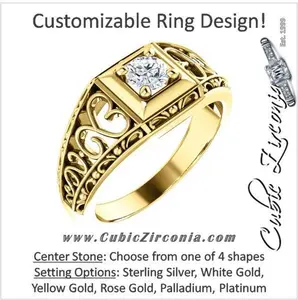 Cubic Zirconia Engagement Ring- The Nadia (Customizable Center with Heart Filigree Accents)