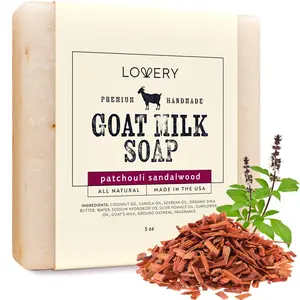 Handmade Goat Milk Soap Bars with Organic Shea Butter - 5oz Patchouli  Sandalwood Scent Made in USA Body Care