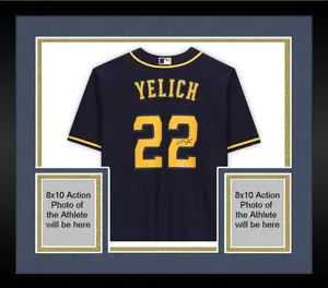 Framed Christian Yelich Milwaukee Brewers Autographed Blue Alternate Nike Replica Jersey - Fanatics Authentic Certified