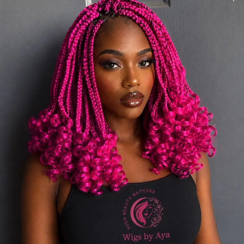 Curly Knotless Lace Front Braided Wig.