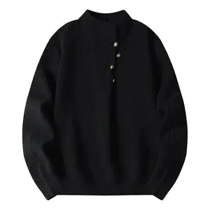 Bakyarder Turtleneck Ribbed Sweaters for Women Old Money Unisex Slim Fit Basic Button Sweater