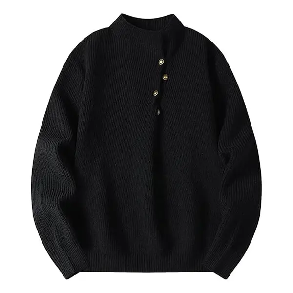 Bakyarder Turtleneck Ribbed Sweaters for Women Old Money Unisex Slim Fit Basic Button Sweater