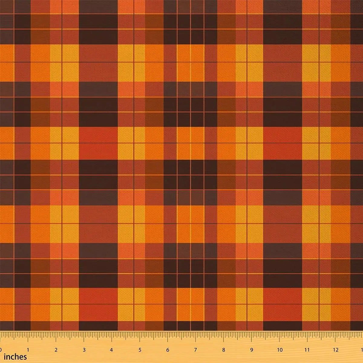 Orange Plaid Fabric,Retro Checker Outdoor Fabric DIY Projects,Geometric Grid Farmhouse Fabric Room Decor Soft Flannel Polyester No Stretch