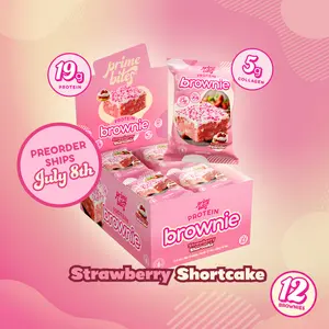 Strawberry Shortcake Prime Bites - 12 Pack Protein Brownies with 19g Protein & 5g Collagen - Fresh-Baked High Protein Snack with Sprinkles & Low Sugar