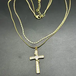 Fashion Minimalist Versatile Double-Layer Cross Necklace Jewelry