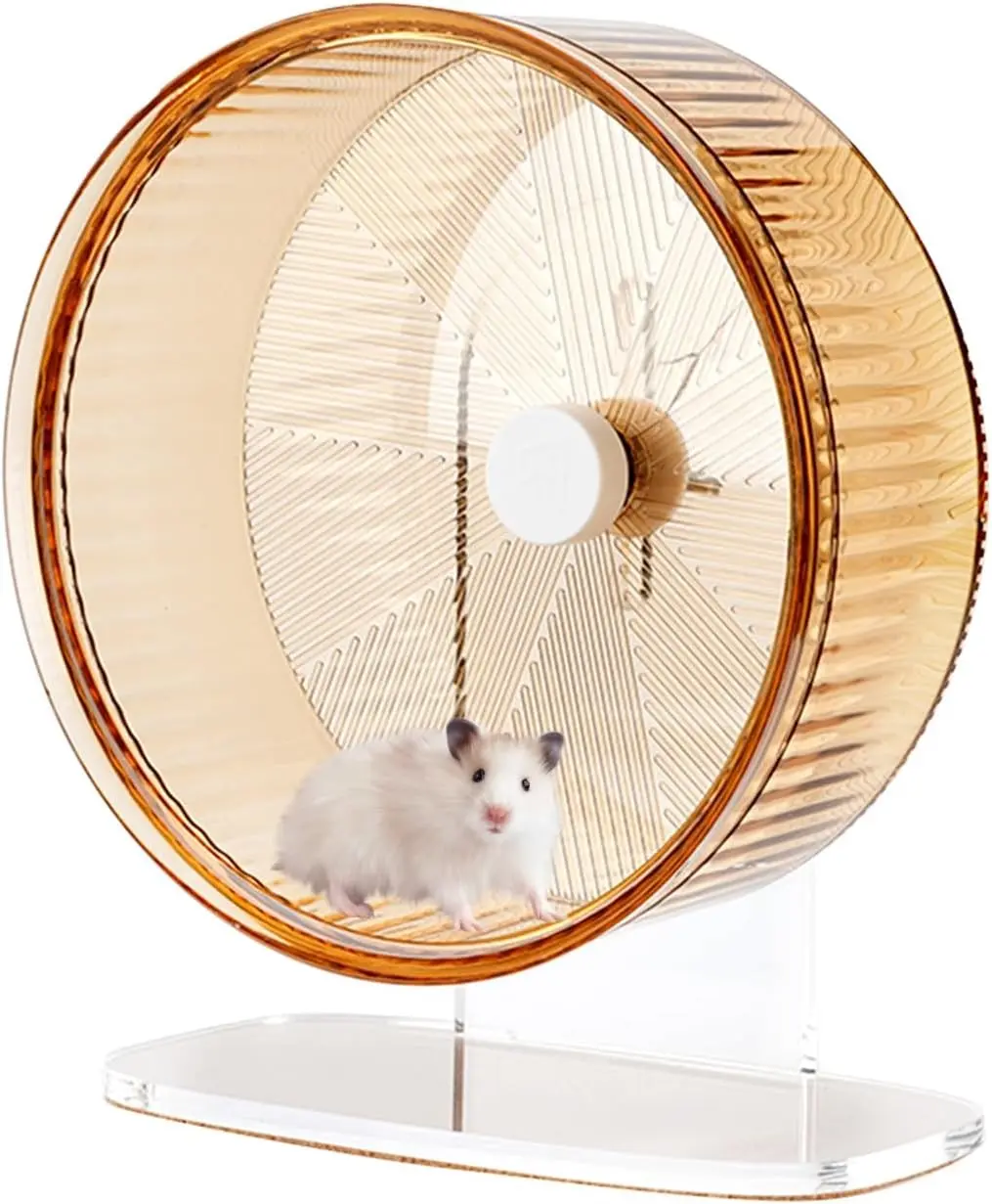 Super-Silent Hamster Exercise Wheel Silent Spin Toys with Height Adjustable Stand for Hamsters Gerbils Mice and Other Small Animals 8.5inch Yellow