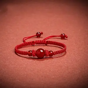 To Bring Good Luck In The Year Of The Red String Imitation Natural Agate Bracelet Couple Knitted Hand Rope