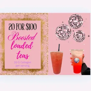 BULK 20 Boosted Loaded Teas - 200 MG Caffeine & 10 G Collagen per Serving - 20 for $100 - ALL MYSTERY Beverage